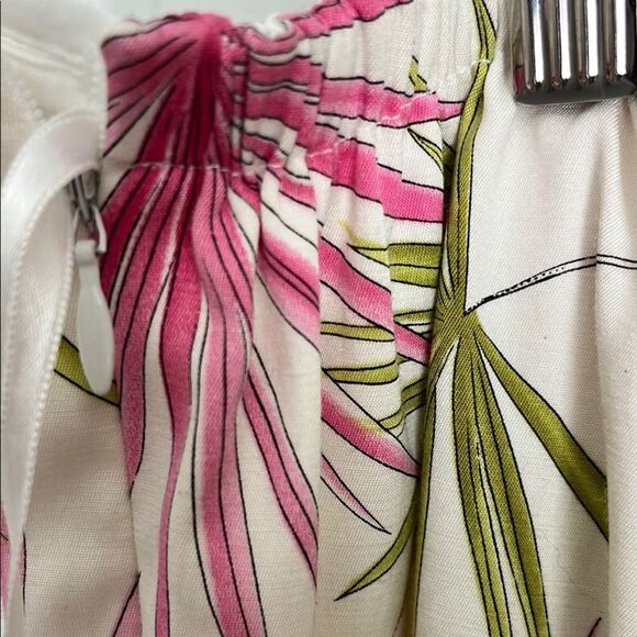Talbots Women Stretch Tropical Print Pink & Green Palm Leaves Silk Blend SZ 18 W - Picture 4 of 8